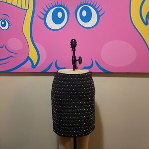 Versace Black Leather Silver Studs Mini Skirt